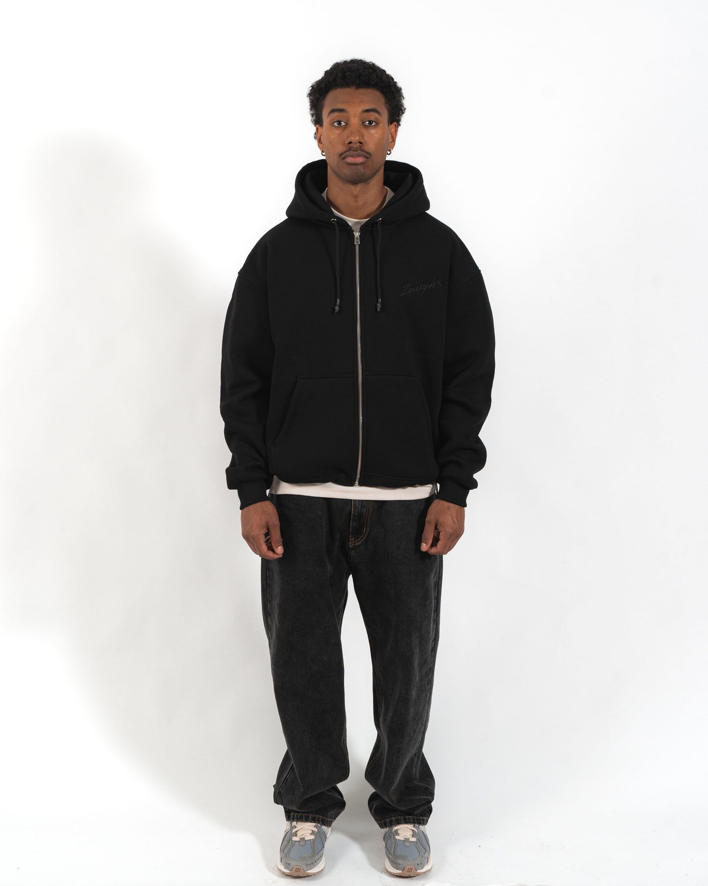 ZIPPER HOODIE - BLACK