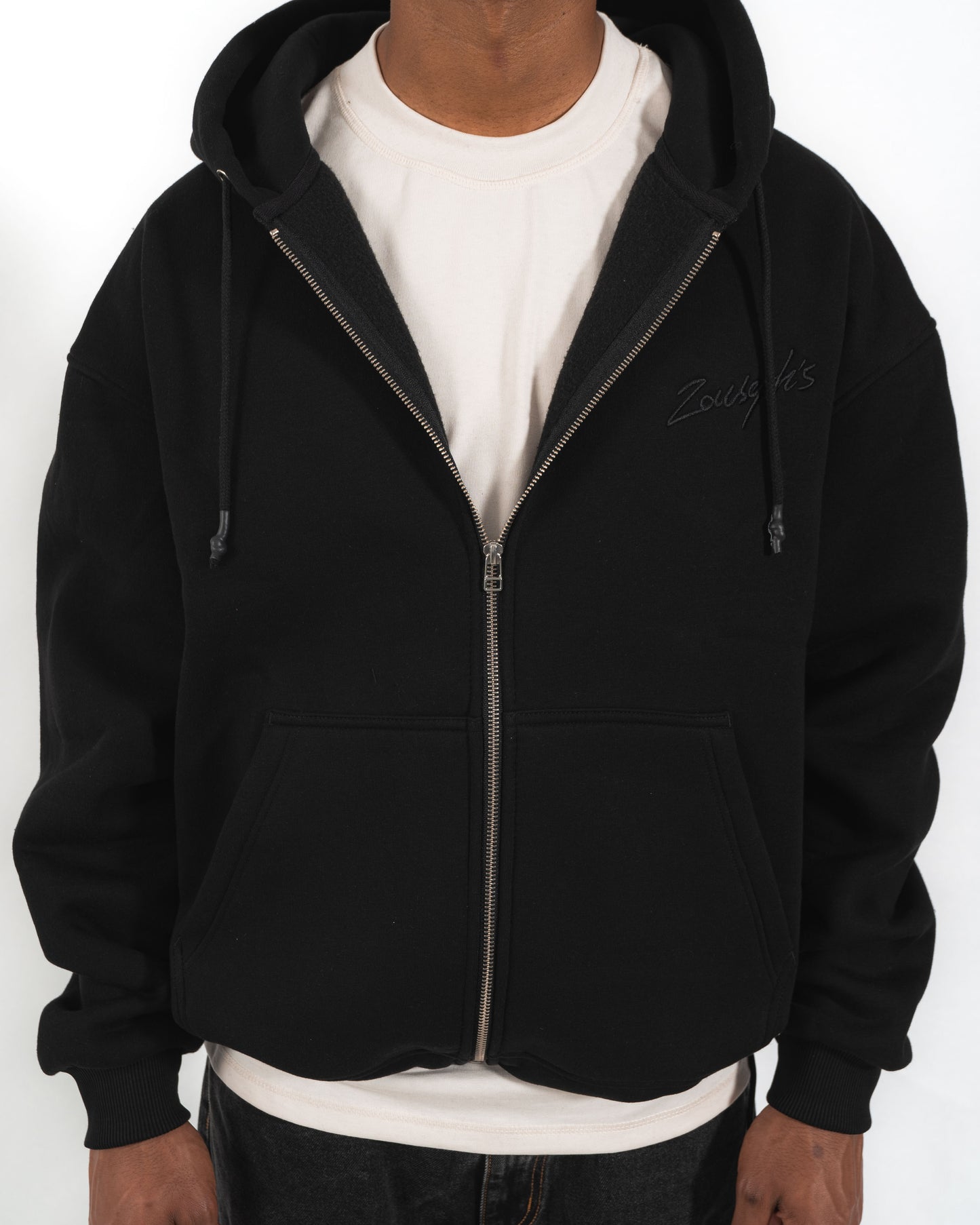 ZIPPER HOODIE - BLACK