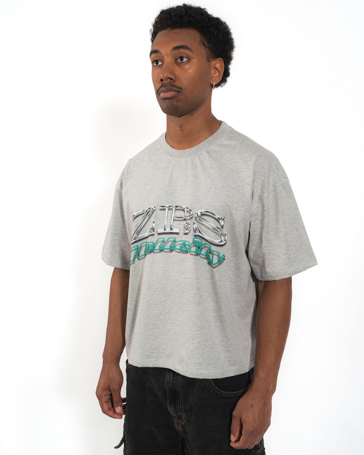 CROPPED T-SHIRT - GREY