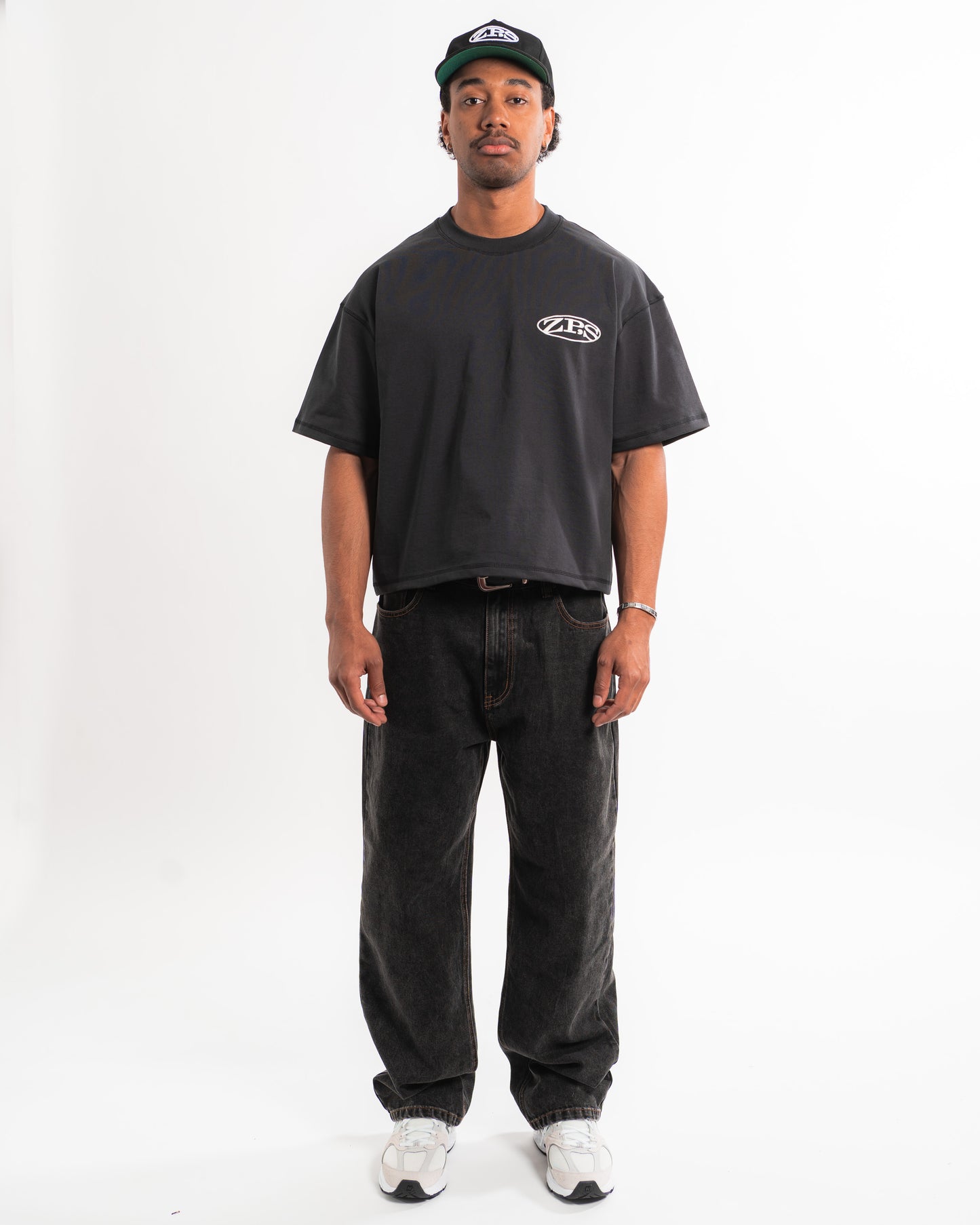 CROPPED ZP'S T-SHIRT - VINTAGE BLACK