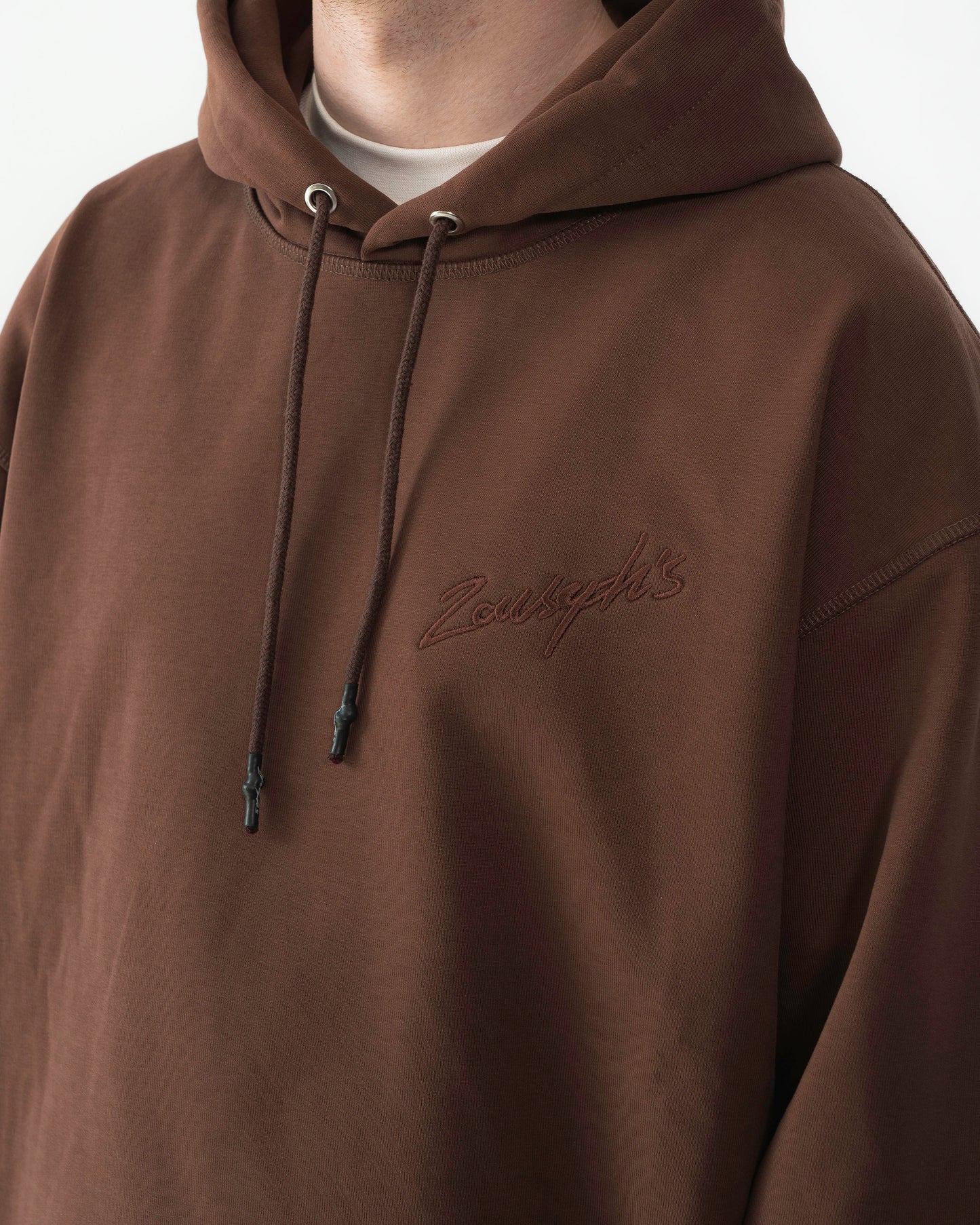 EMBROIDERED HOODIE - BROWN