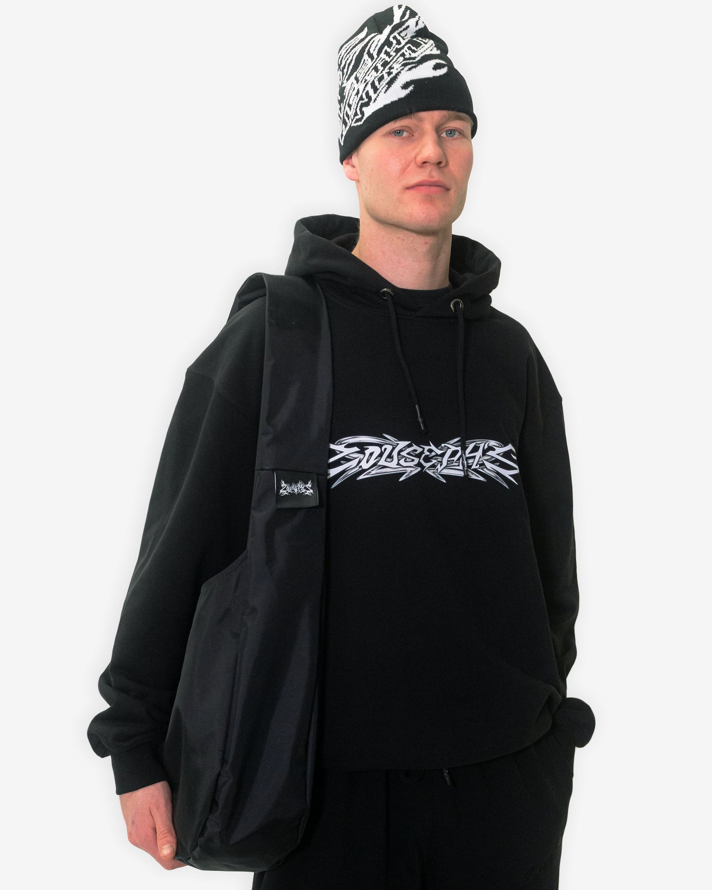 MECHELL FLAME SKULL HOODIE - BLACK