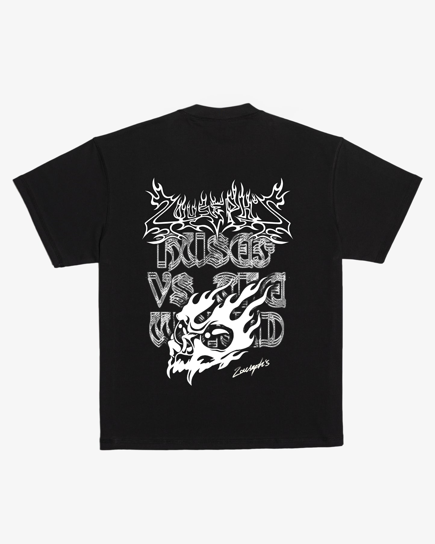 MECHELL FLAME SKULL T-SHIRT - VINTAGE BLACK