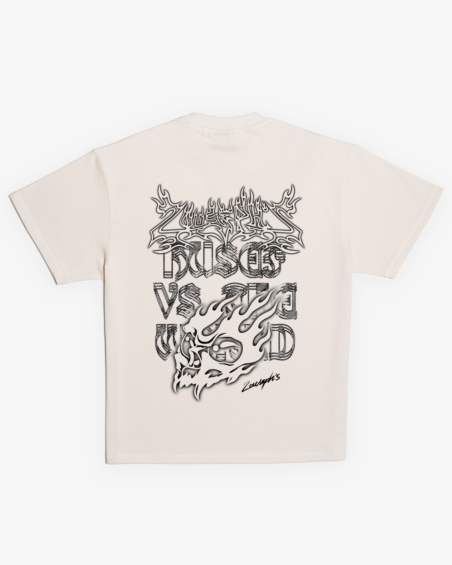MECHELL FLAME SKULL T-SHIRT - VINTAGE WHITE