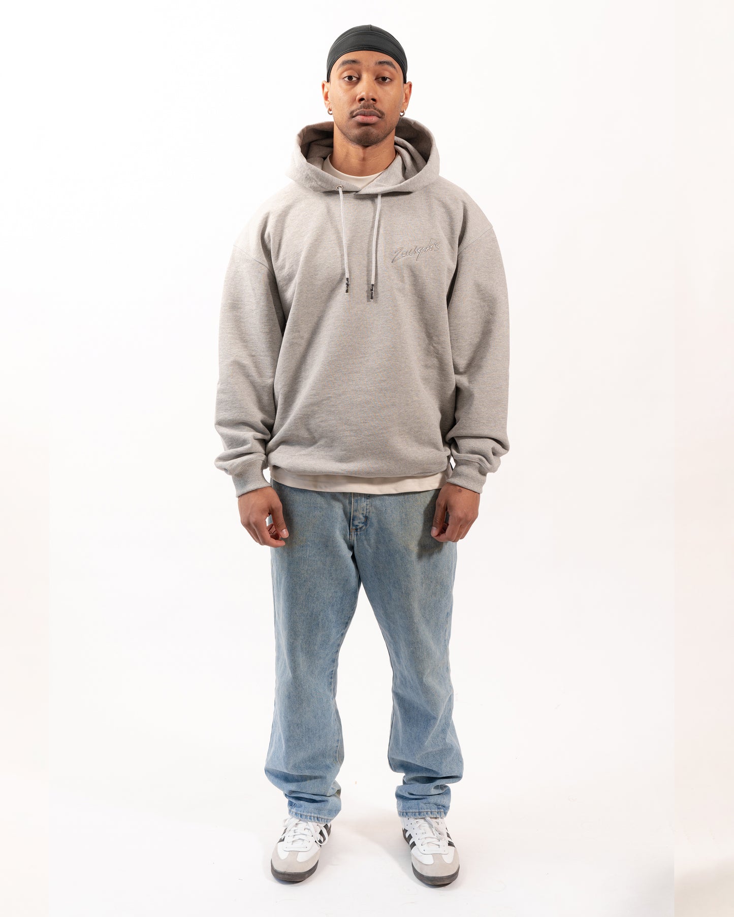 EMBROIDERED HOODIE - GREY