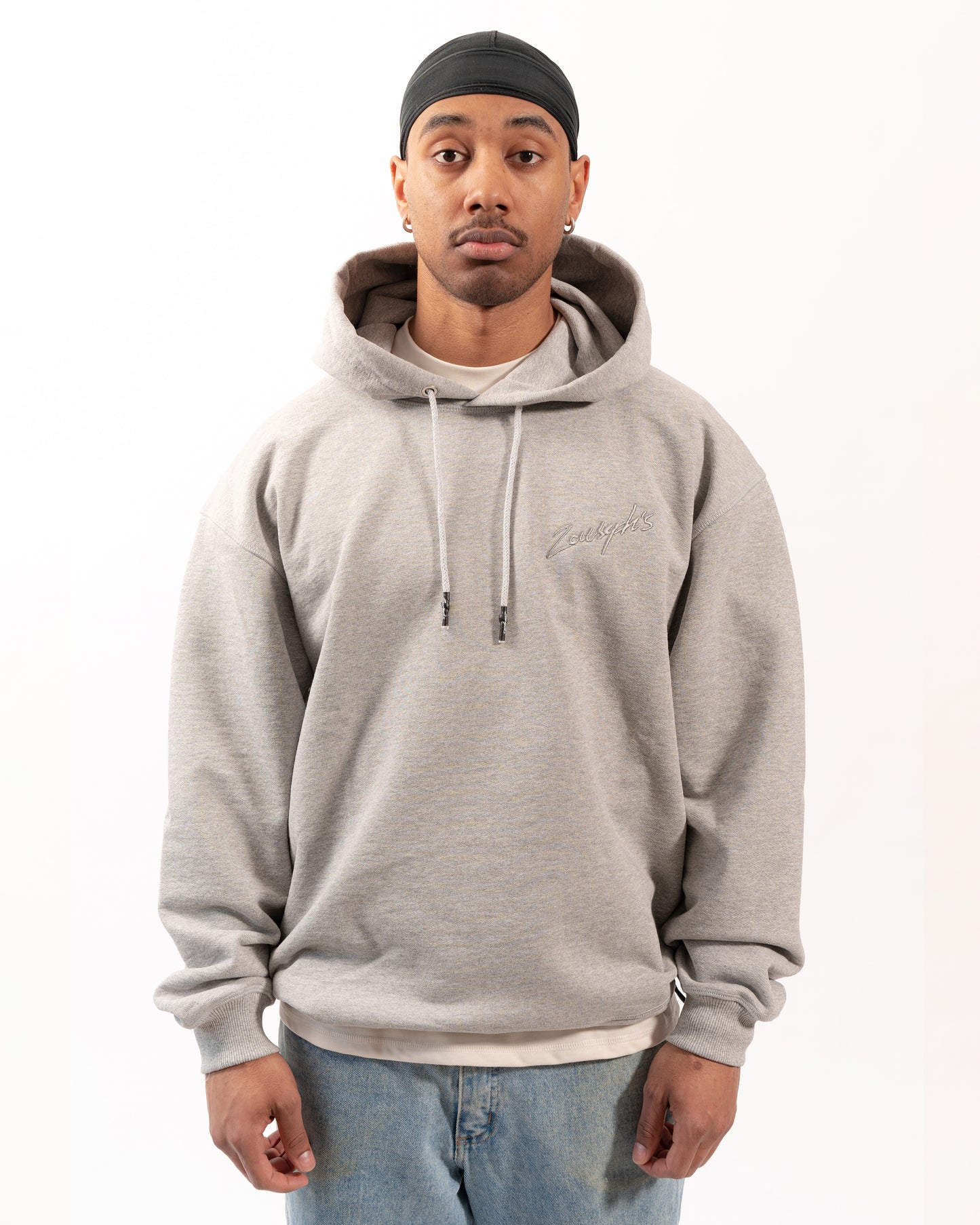EMBROIDERED HOODIE - GREY