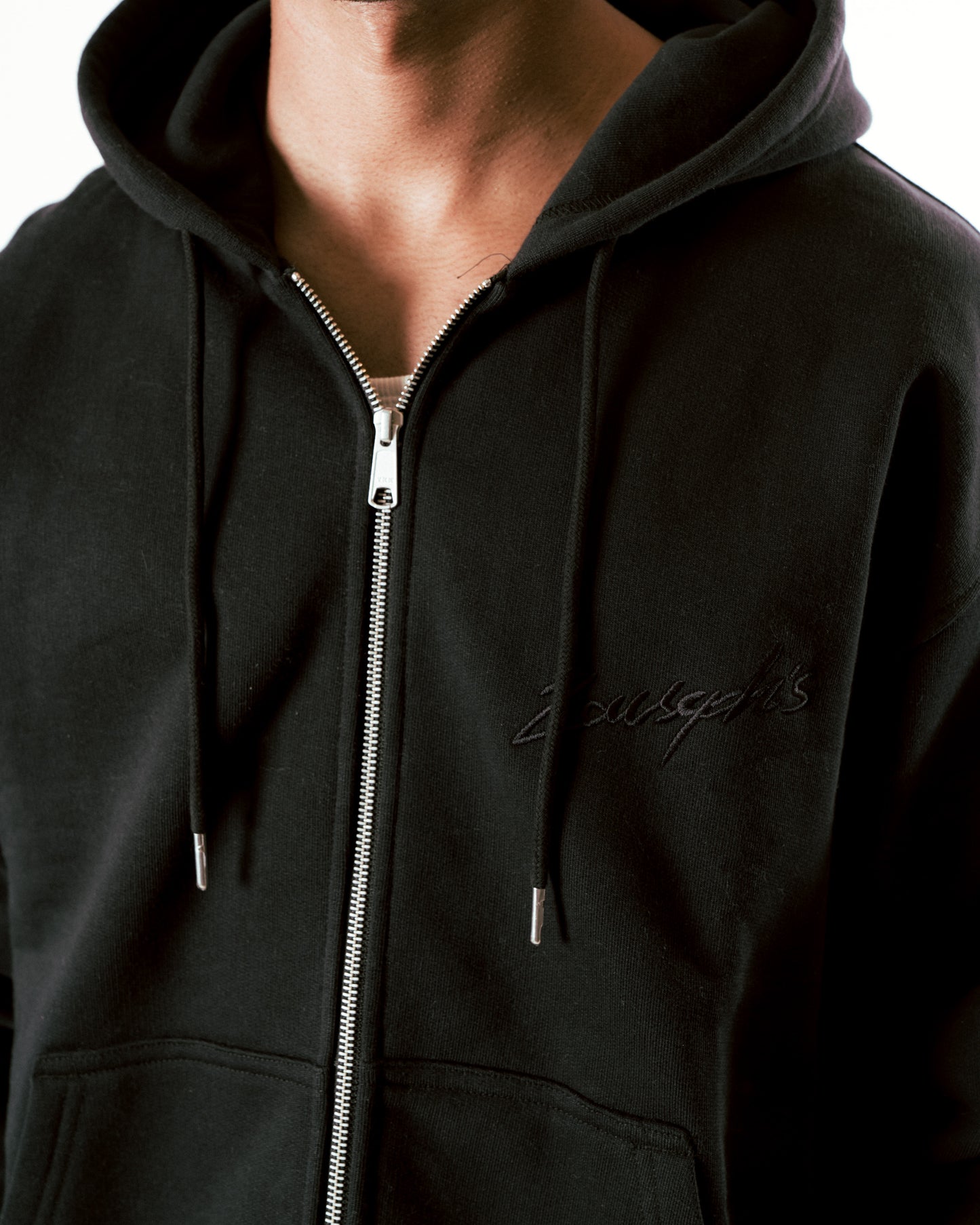 ZIPPER HOODIE - BLACK