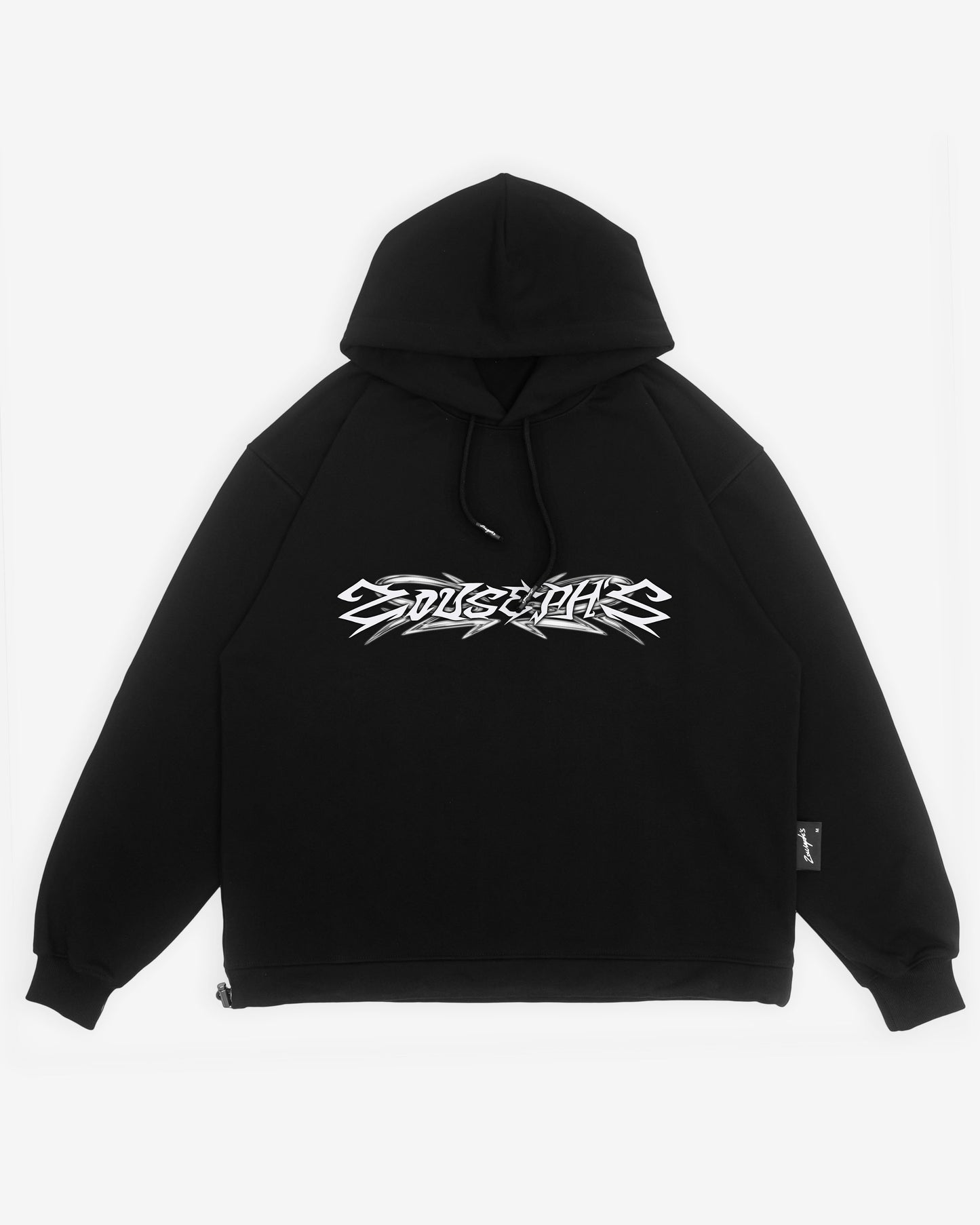 MECHELL FLAME SKULL HOODIE - BLACK