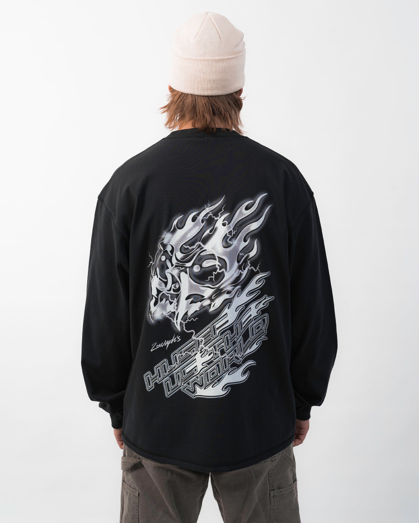 MECHELL FLAME MASK LONGSLEEVE - VINTAGE BLACK