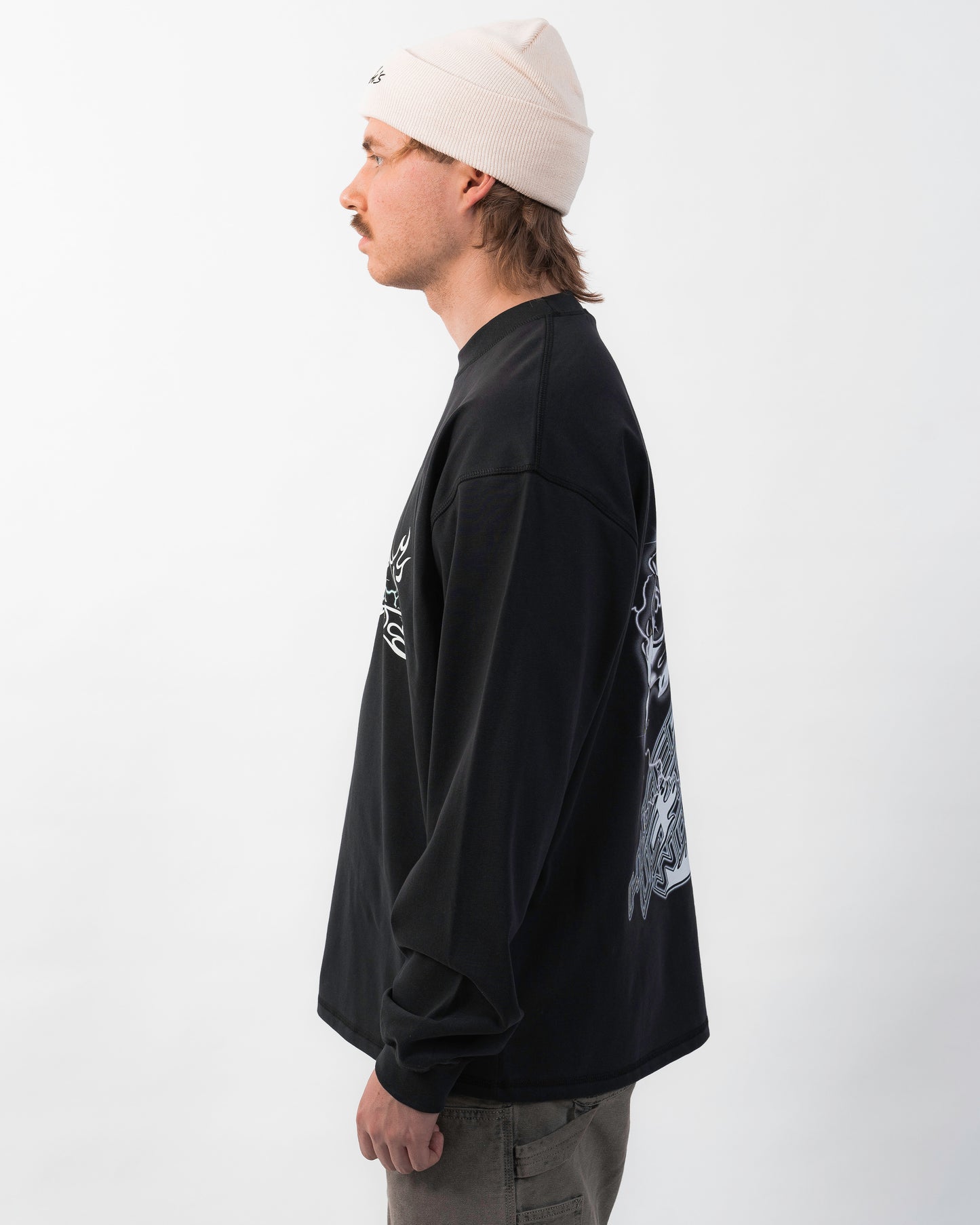 MECHELL FLAME MASK LONGSLEEVE - VINTAGE BLACK