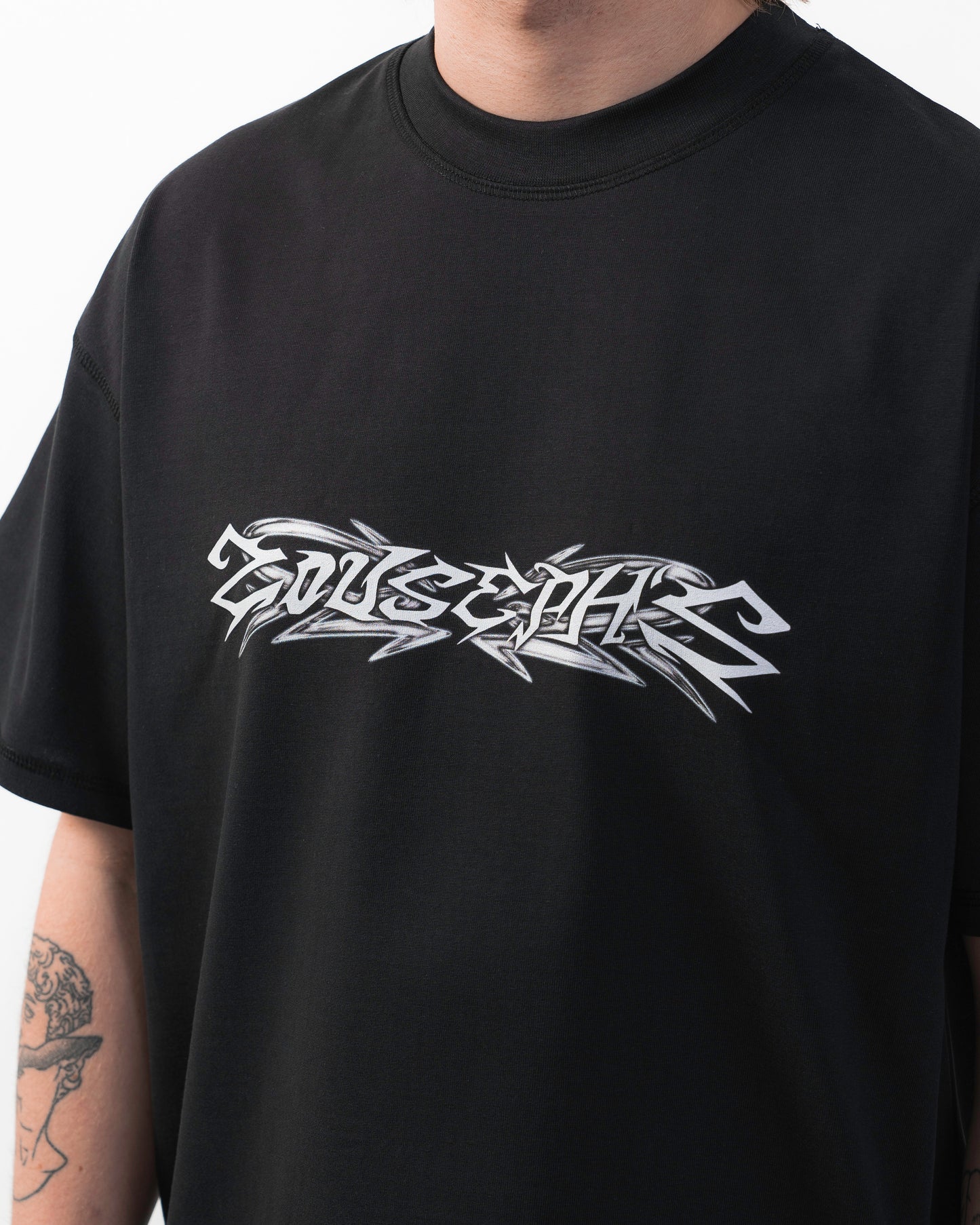 MECHELL FLAME SKULL T-SHIRT - VINTAGE BLACK