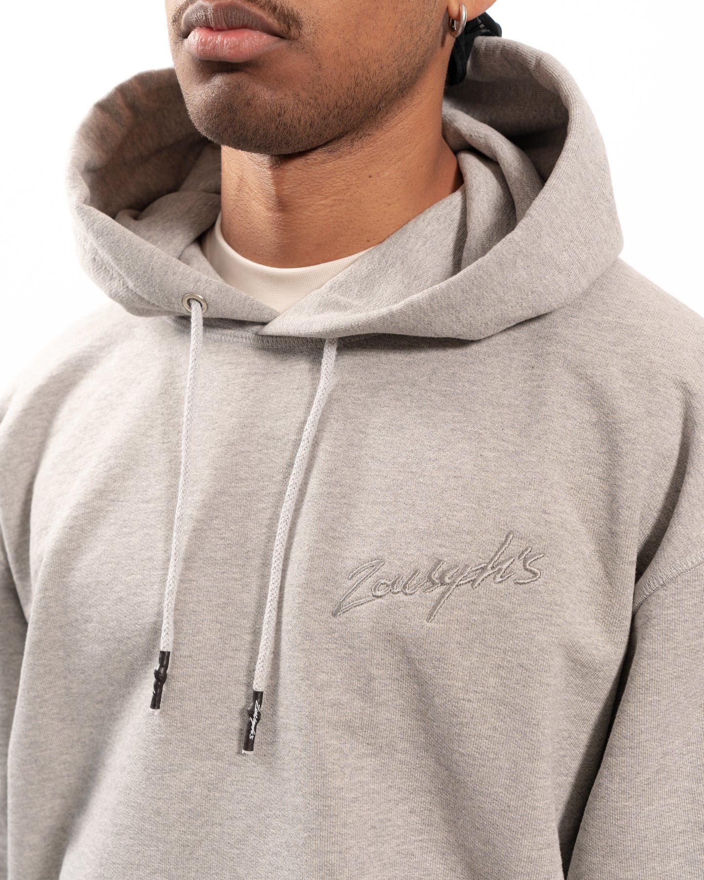 EMBROIDERED HOODIE - GREY